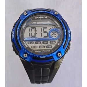 Armitron Men's Digital Watch Water Resistant 165 FT‎ Blue Black Buckle Band